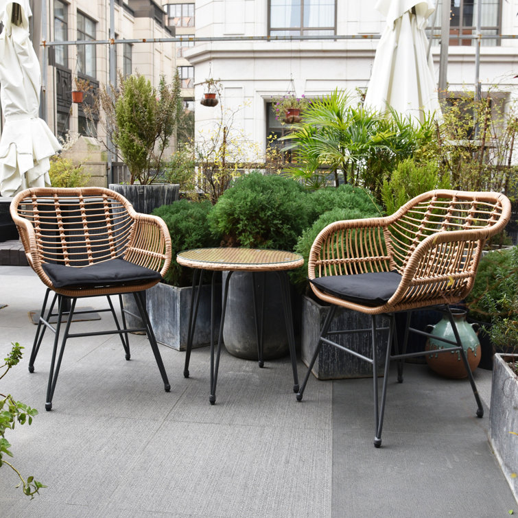 Corrigan Studio® Wicker/rattan 2 Person Seating Group With Cushions